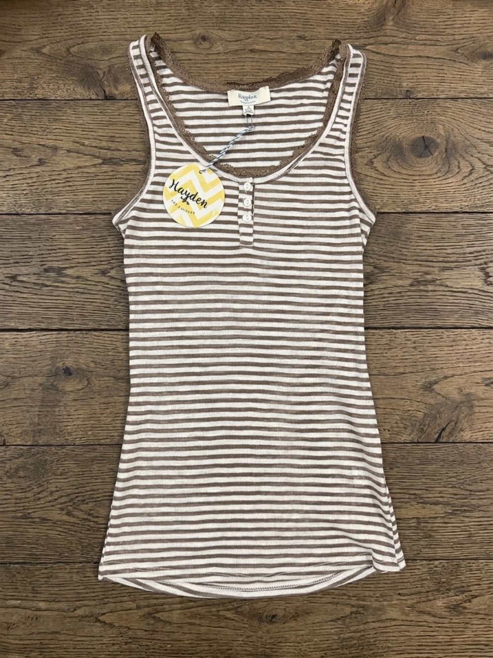 Hayden Striped Tank Top in Brown & White Size Small NWT